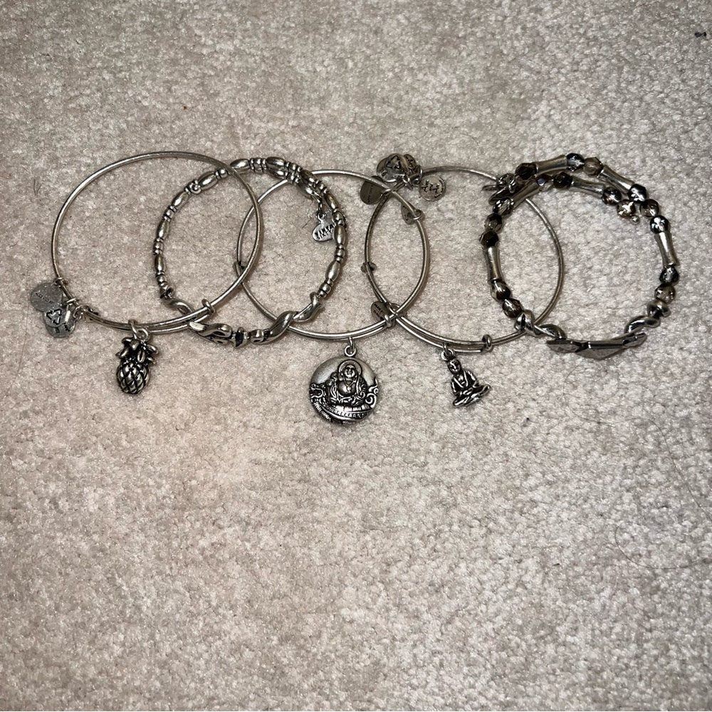 Alex and Ani bracelets silver bangles set of 5